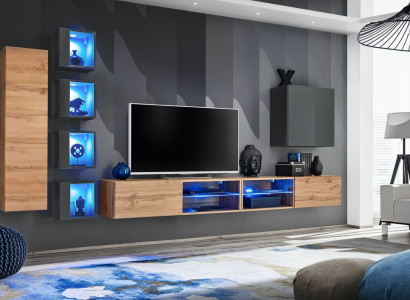 Set Wall unit 320 cm wall cabinet TV lowboard Modern sideboard Living room furniture